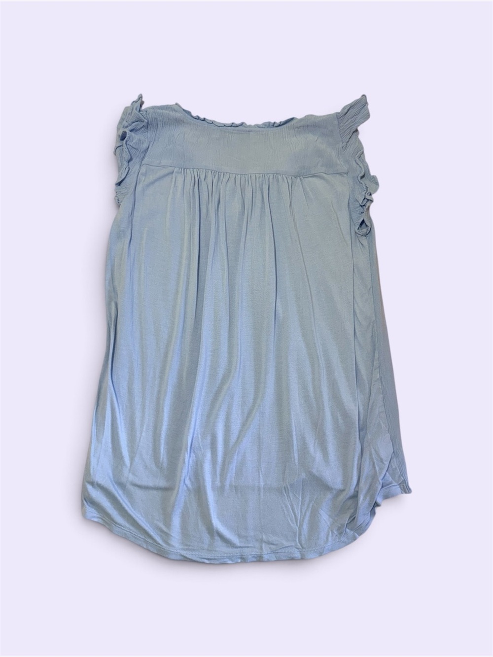 LOFT • Light Blue Ruffle Top - Picture 2 of 5